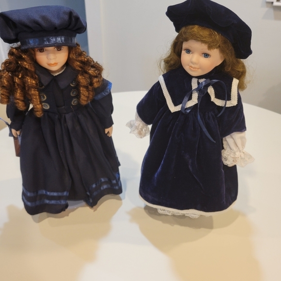 vintage porcelain doll Other - Elegant Navy Blue Dolls Set